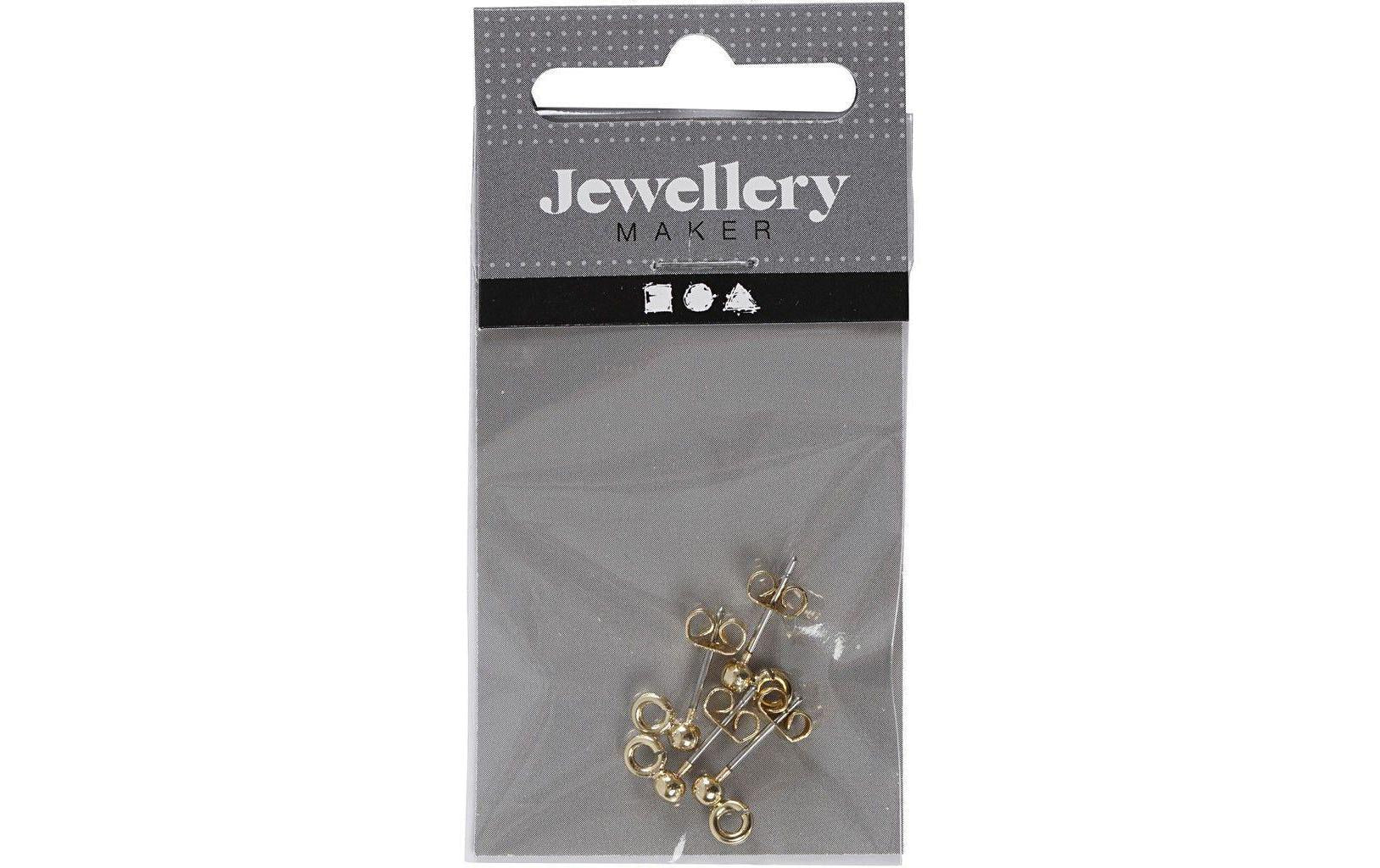 Creativ Company Ohrring (versilbert, Kugel mit Öse) – gold – 10 Stk.
