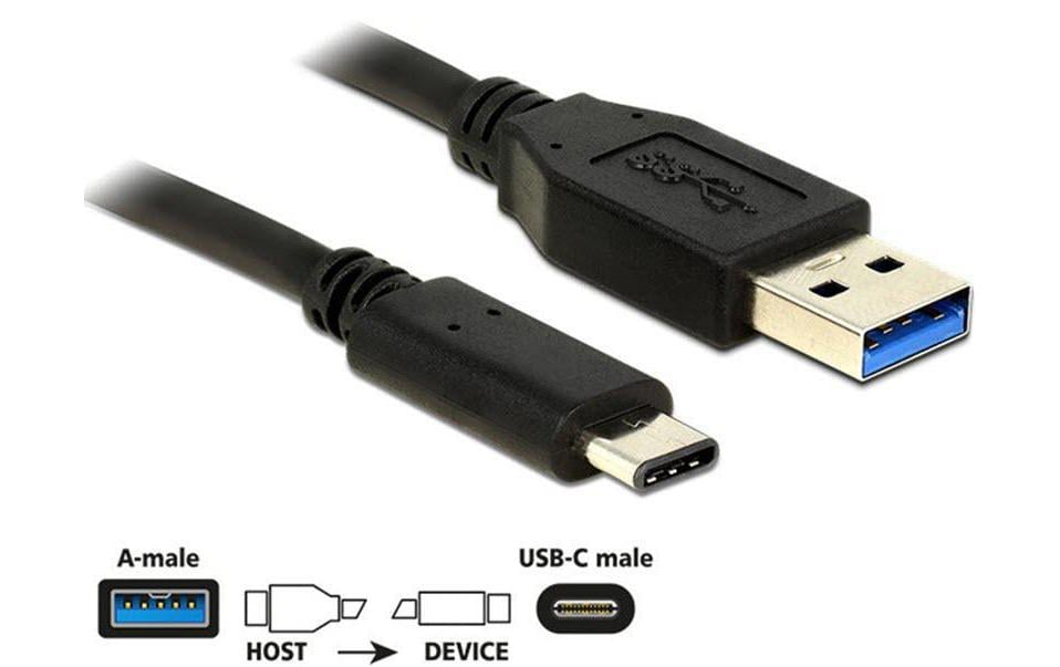 DeLOCK USB-A auf USB-C Kabel – USB 3.2 Gen 2 (10 Gbit/s) – 1 m – Schwarz