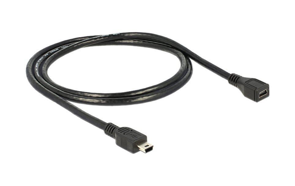 DeLOCK Mini-USB-B Verlängerungskabel (Stecker auf Buchse) – USB 2.0 (480 Mbit/s) – 1 m – Schwarz