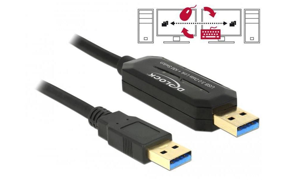 DeLOCK USB-A auf USB-A Kabel – USB 3.2 Gen 1 (5 Gbit/s) – 1,5 m – Passiv, Goldkontakte – Schwarz