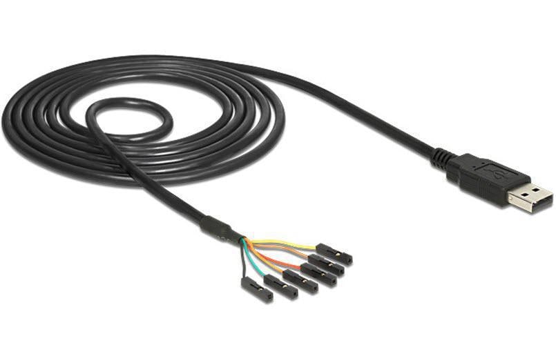DeLOCK USB-Seriell-TTL-Kabel USB-A zu Pinheader (6-Pin) – 1,8 m, USB 2.0 (480 Mbit/s), 3,3 V, passiv, schwarz