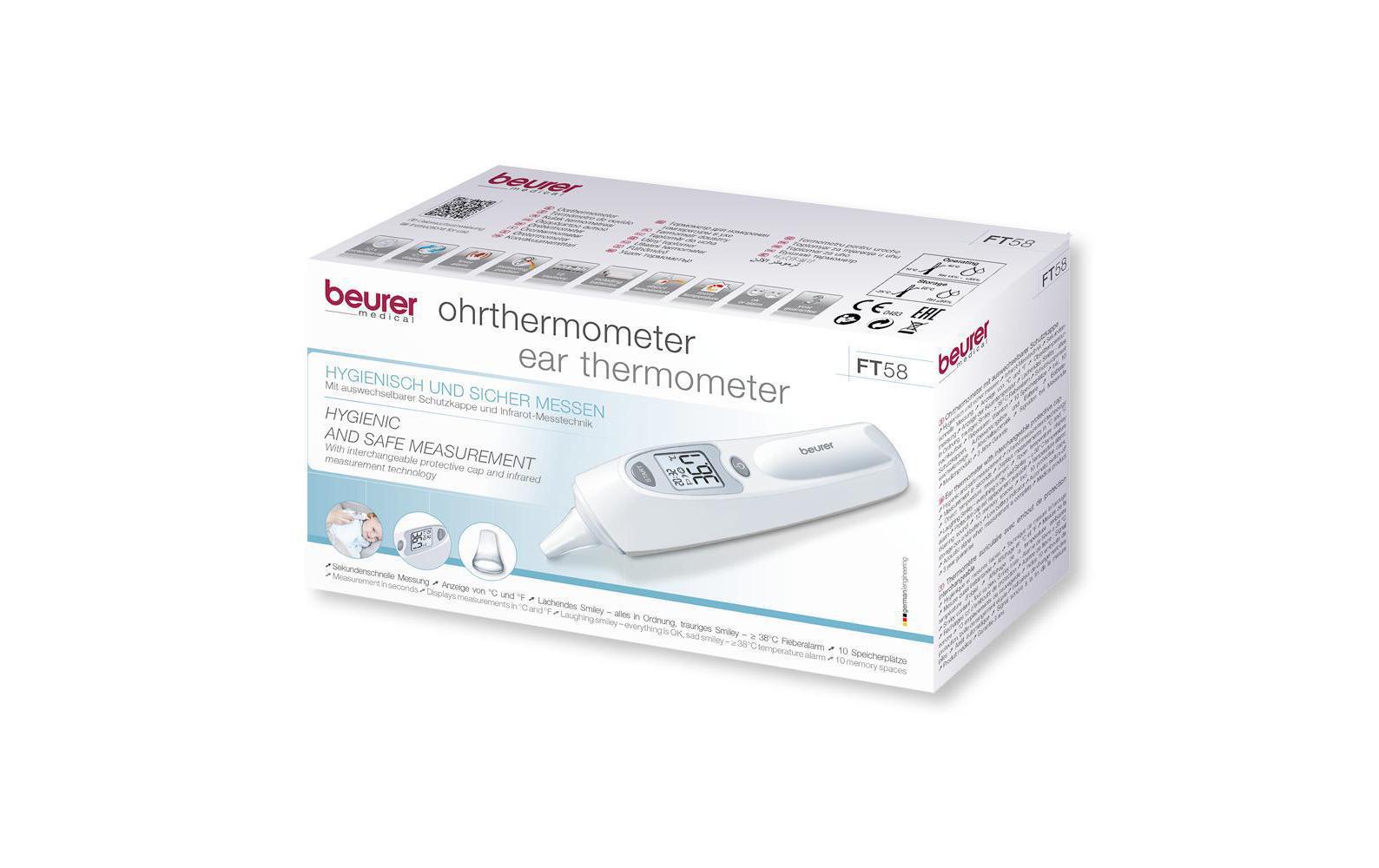 Beurer Fieberthermometer FT58 – Ohr, Infrarot, für Erwachsene