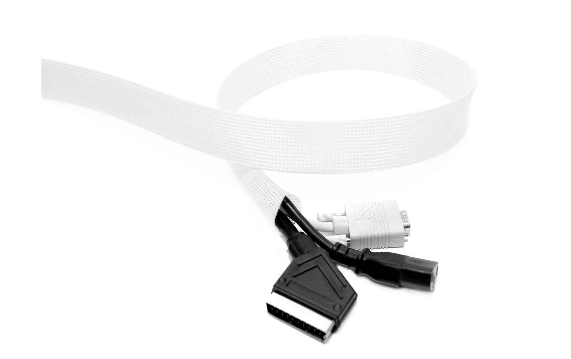 Audioraq Offener Kabelschlauch – Durchmesser 25 mm – 2 m – Weiss – Polyester