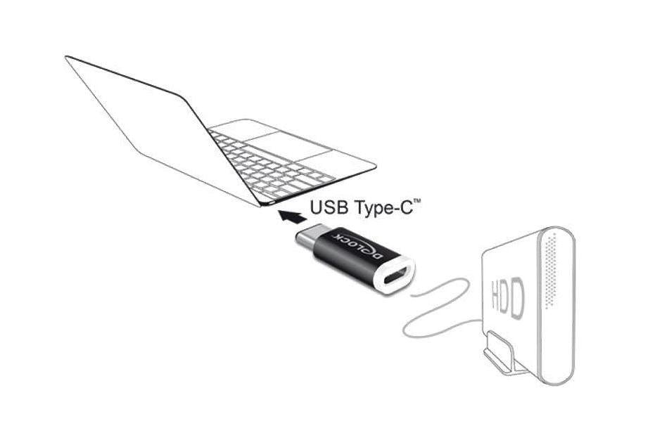 DeLOCK 65678 Adapter USB-C zu Micro-B – USB 2.0 (480 Mbit/s), für USB 2.0 Geräte