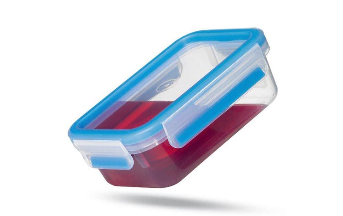 EMSA Vorratsdose 0,55 l, Kunststoff (TPE), leckdicht, mit Mengenskala, transparent/rosa, 3er-Set