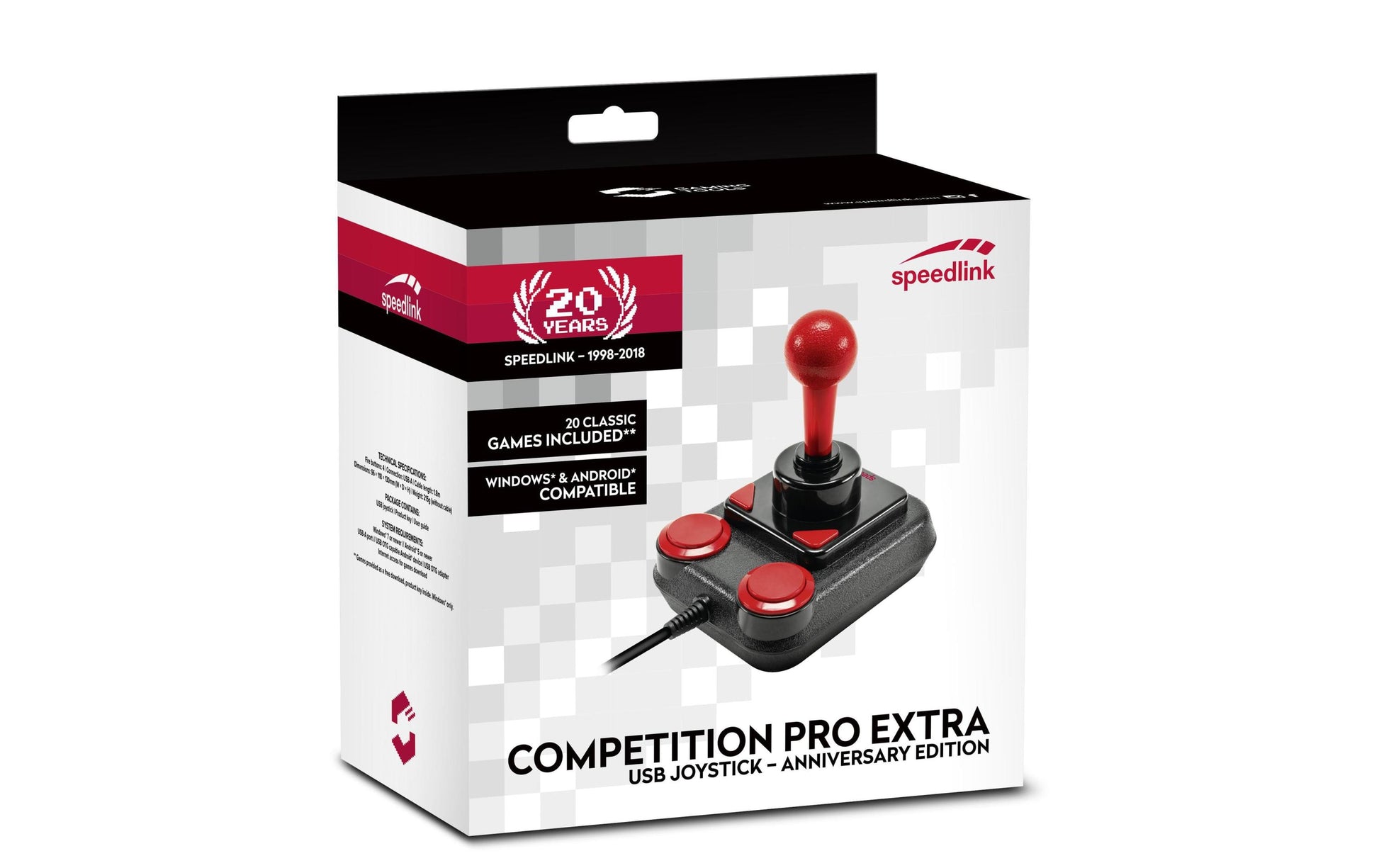 SPEEDLINK Competition Pro Extra – Joystick – USB (kabelgebunden), Schwarz/Rot, für Windows-PC & Android