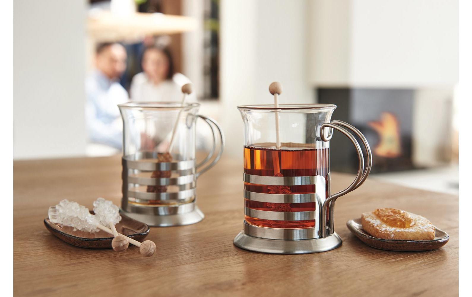 LEONARDO Teeglas Balance – 2er Set, 220 ml, Ø 7 cm, H 10 cm, Glas/Edelstahl, Transparent, spülmaschinenfest