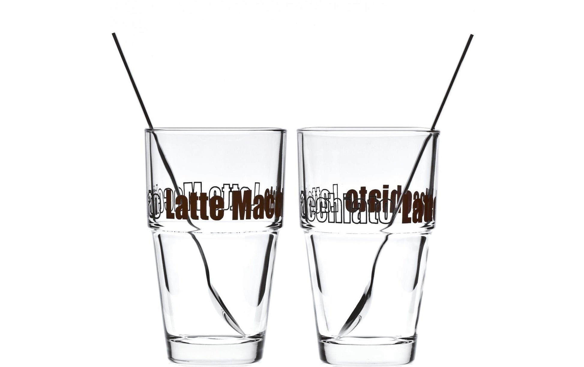 Leonardo Latte Macchiato Glas – 2er Set, 410 ml, Ø 8,4 cm, Transparent, mit Löffeln, spülmaschinenfest