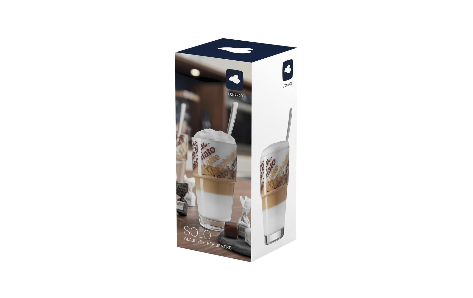 LEONARDO Latte Macchiato Becher – 2er Set, 410 ml, Ø 8,4 cm, Glas, Transparent, spülmaschinenfest
