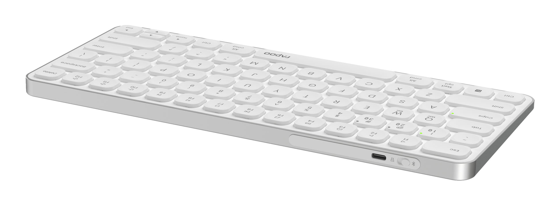 Rapoo E9610M – Tastatur, kabellos (Bluetooth/2,4 GHz), CH-Layout (DE-CH), aufladbar, weiss