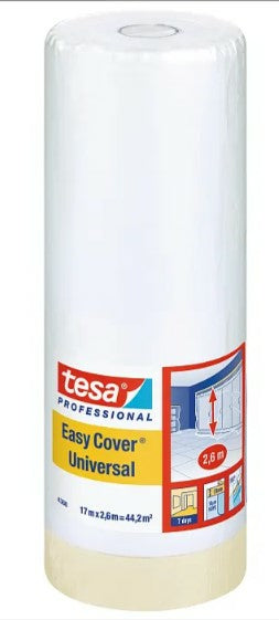 TESA Abdeckfolie mit Band Easy Cover Universal, transparent – 2'600 mm × 17,0 m
