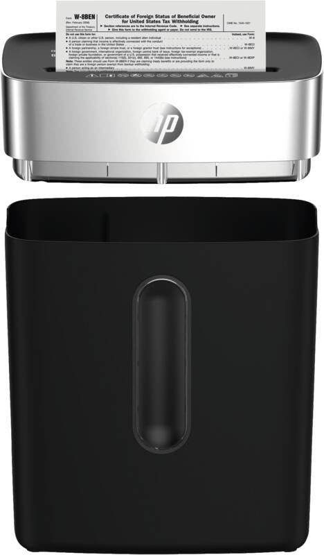 HP OneShred 8CC Aktenvernichter – Partikelschnitt, P-4, 5 × 18 mm, 8 Blatt, 15 l, Kreditkarten