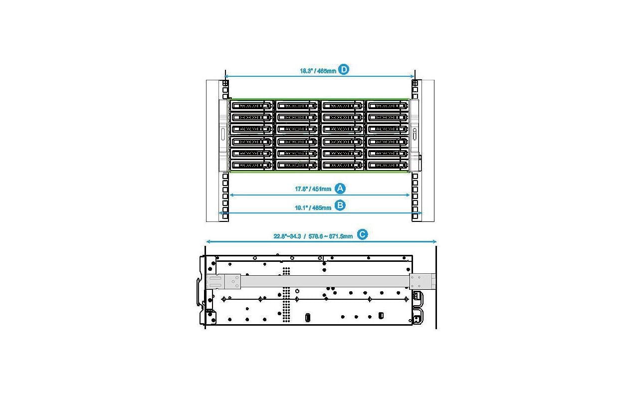QNAP RAIL-A02-90 – Rackschienen – 19" Rack, Breite 485 mm, Aluminium, für QNAP TS-EC2480U-RP