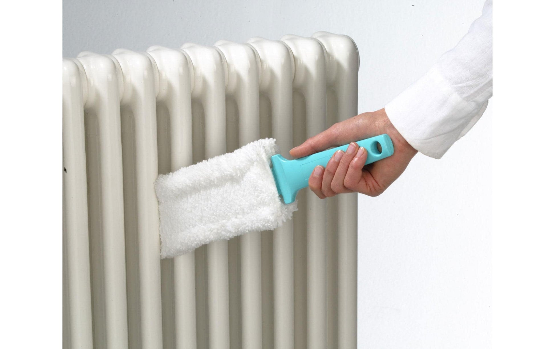 Leifheit Heizkörperreiniger Floretta – Mikrofaser – Weiss/Türkis – 40,0 cm