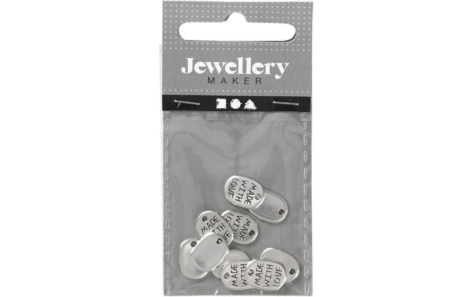 Creativ Company Schmuckanhänger, Metall – Silber – 8 × 12 mm, Loch 1 mm – 10 Stk.