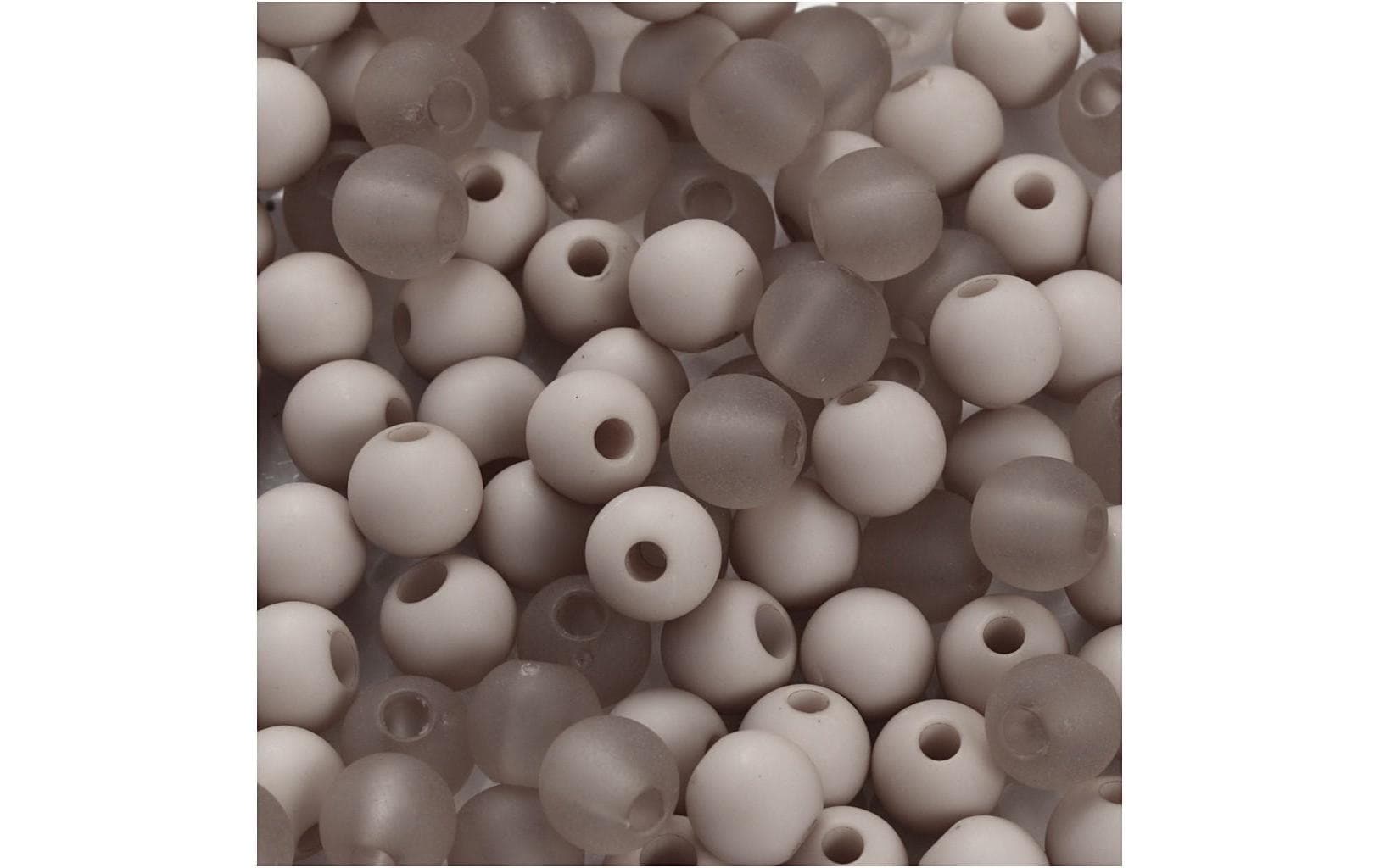 Creativ Company Perlenset, rund, Acryl – hellgrau – Ø 6 mm, Loch 2 mm – 150 Stk.