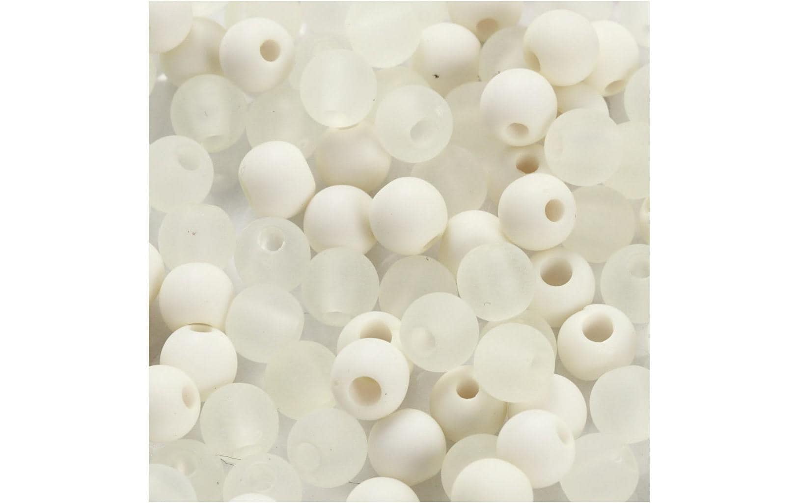 Creativ Company Perlenset, rund, Acryl – weiss – Ø 6 mm, Loch 2 mm – 150 Stk.