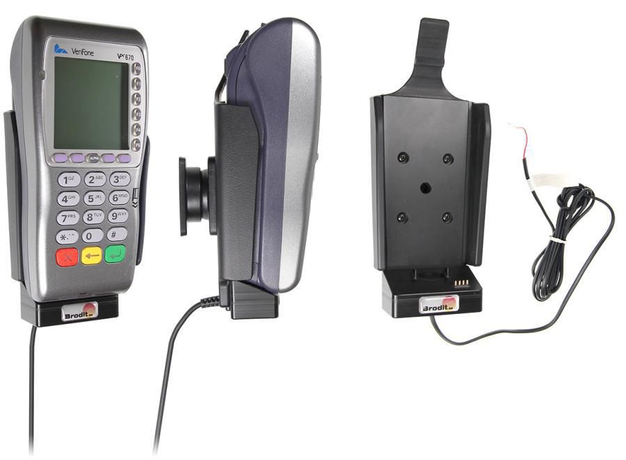 Brodit ProClip 532305 – Auto-Ladegerät – Zigarettenanzünder 12/24 V – für VeriFone VX 670 – Schwarz