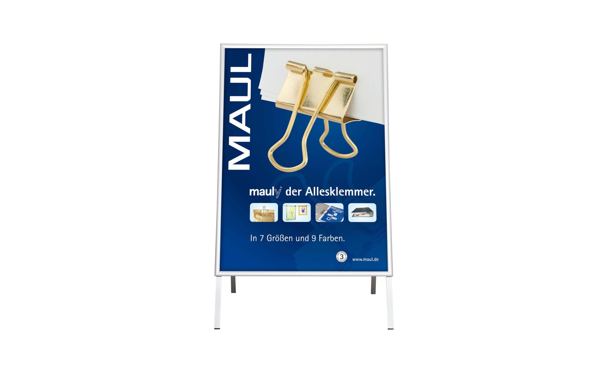 MAUL Plakatständer – für A0 hoch, silber, Metall/Kunststoff, 873×940×1403 mm