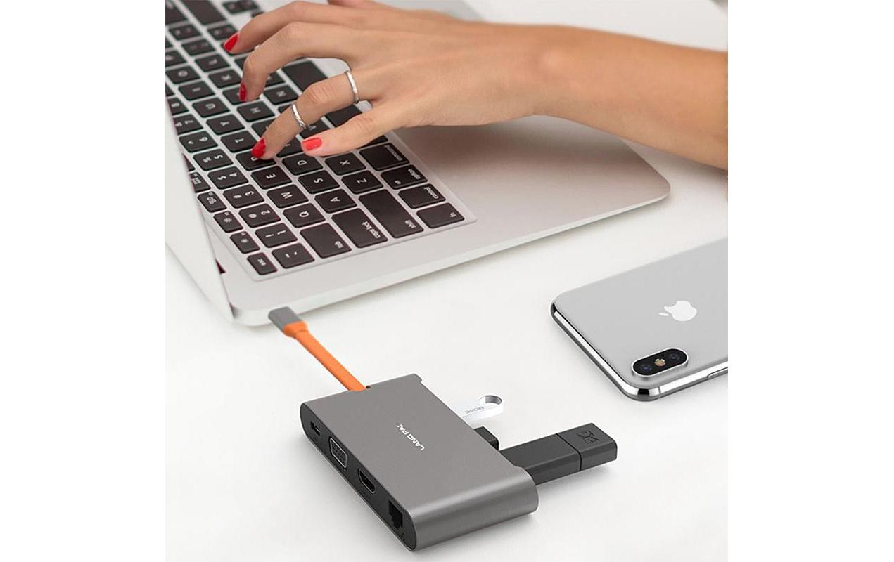EXSYS EX-1220HM Dockingstation – USB-C, 1× HDMI, 1× VGA, 3× USB-A, GbE, für Windows/Mac/Linux
