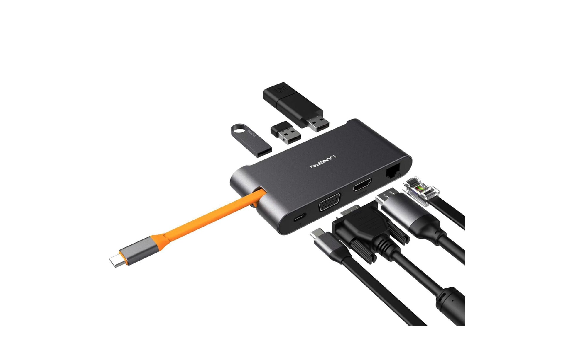 EXSYS EX-1220HM Dockingstation – USB-C, 1× HDMI, 1× VGA, 3× USB-A, GbE, für Windows/Mac/Linux