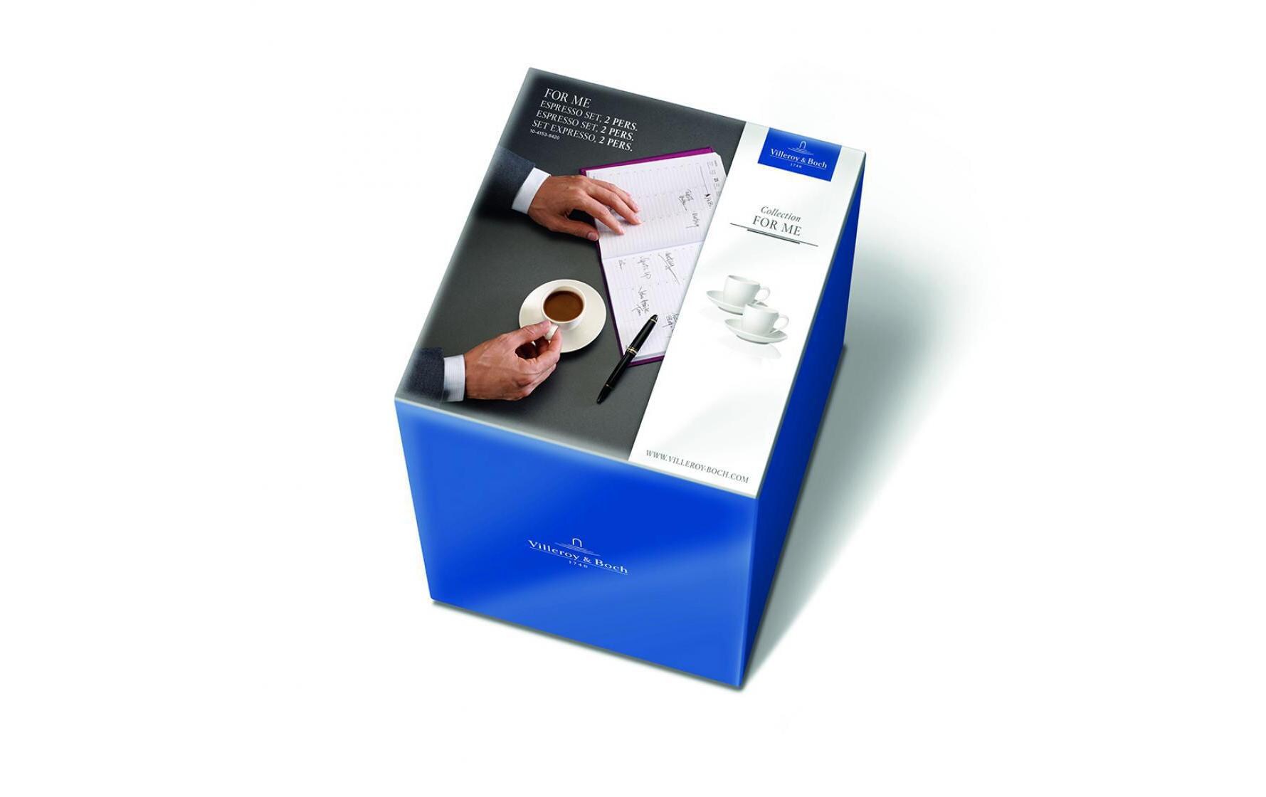 Villeroy & Boch Espressotasse For Me – 2er Set, 100 ml, Porzellan, Weiss, mit Unterteller, spülmaschinenfest
