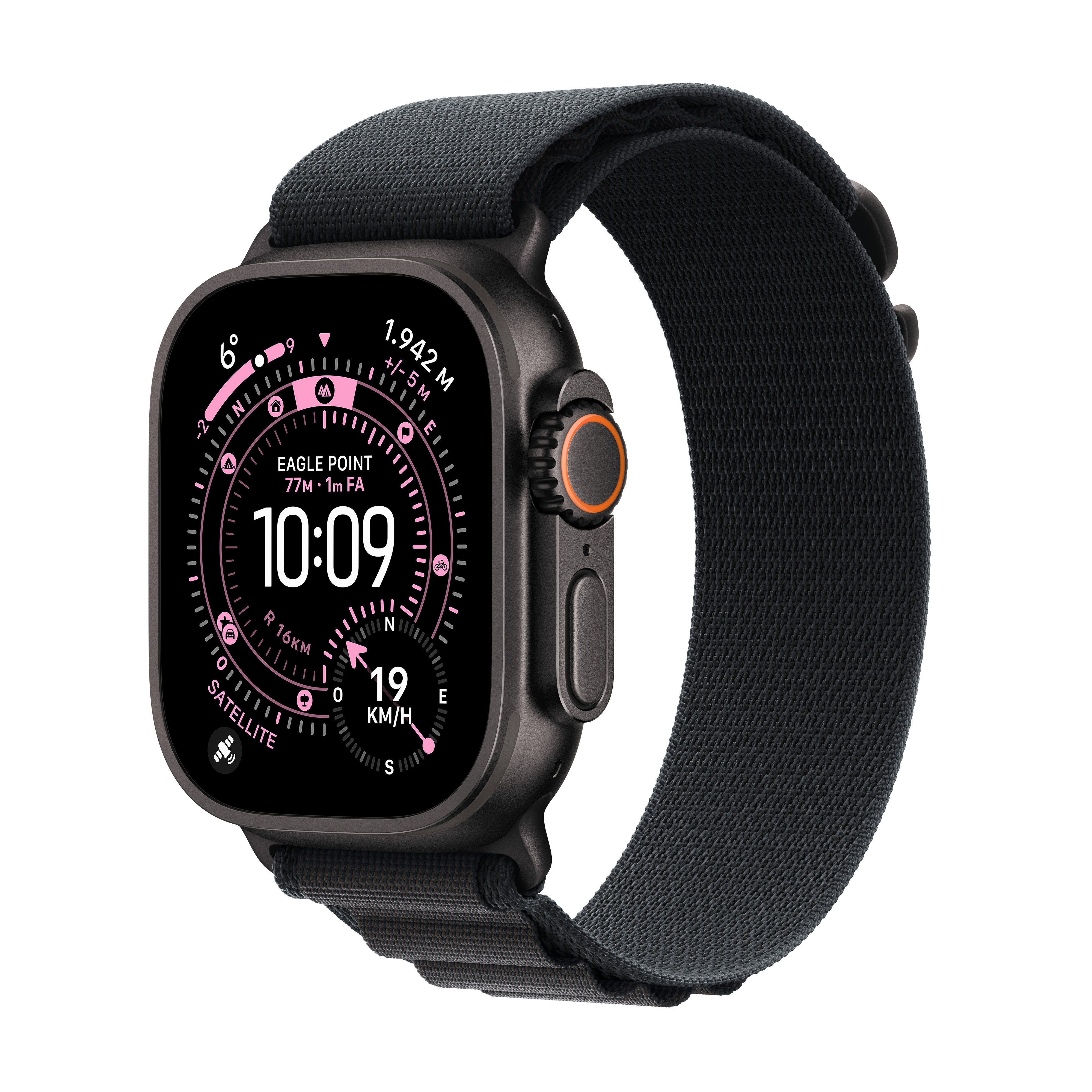 Apple Watch Ultra 3 (2025) – Smartwatch – 49 mm, LTE, OLED, Saphirglas, 100 m, Schwarz Titan, Alpine Loop (S)