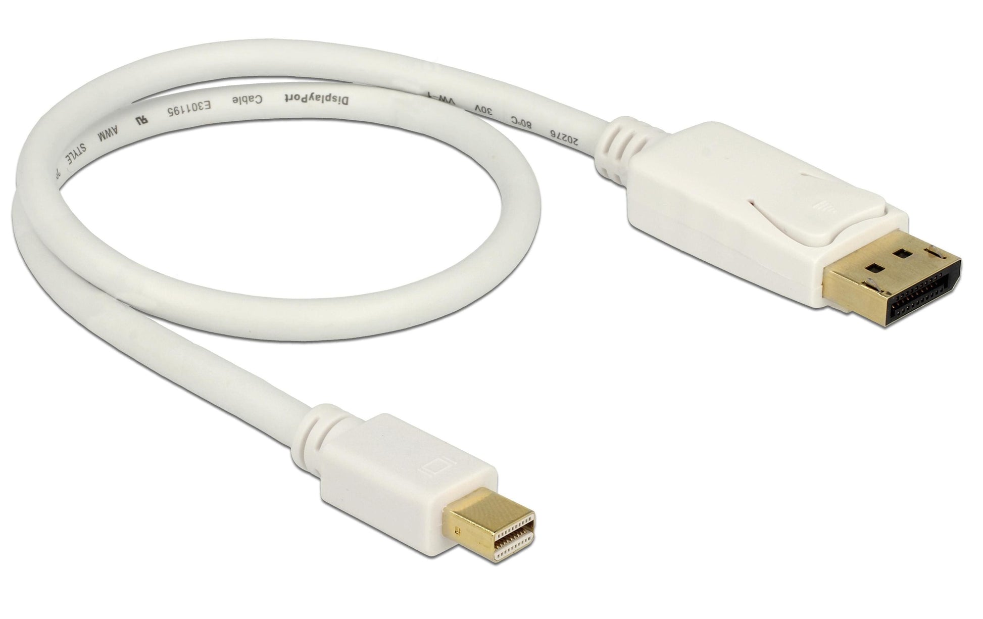 DeLOCK Mini-DisplayPort auf DisplayPort Kabel DP 1.2 4K 60 Hz – 0,5 m – Weiss
