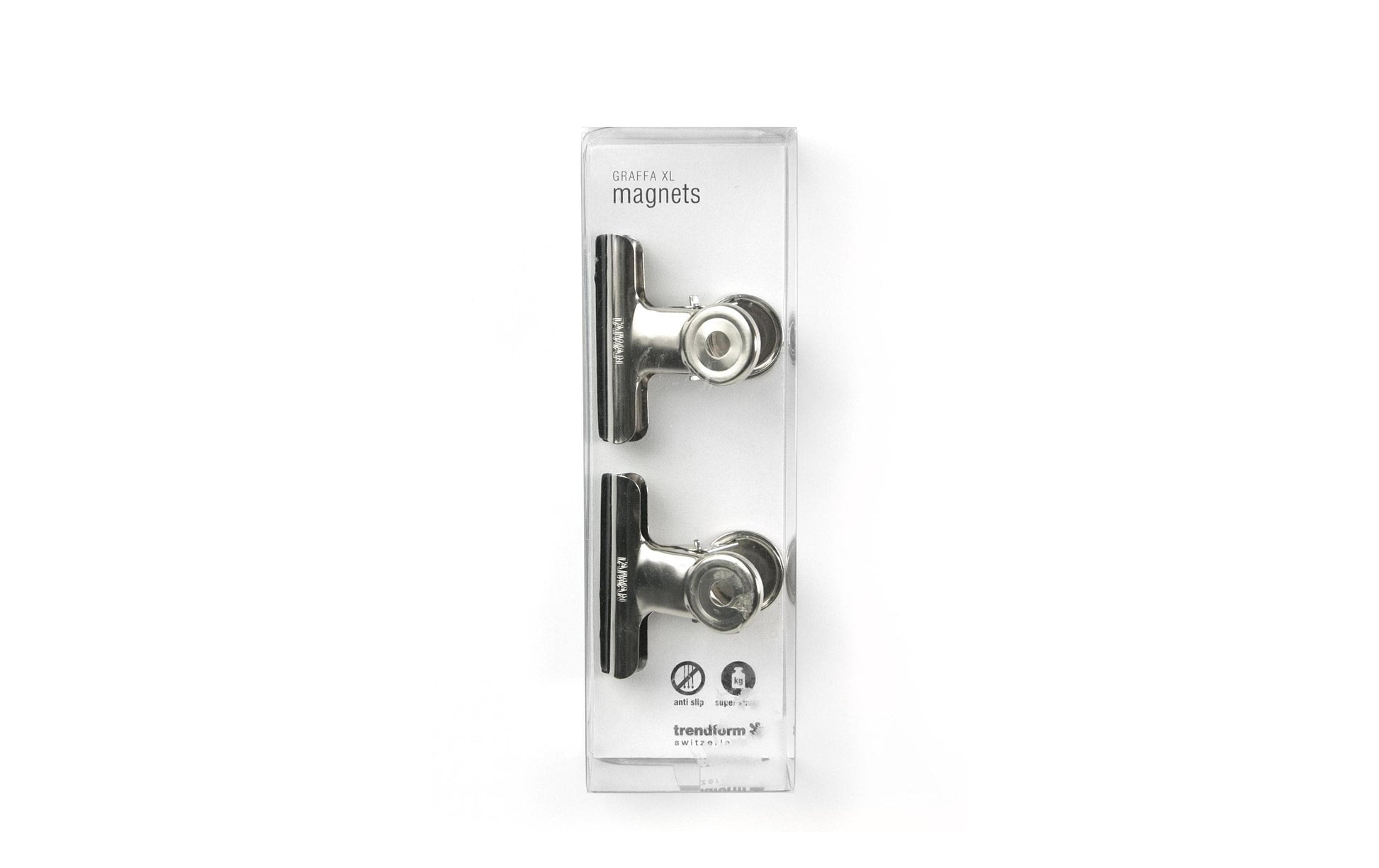 Trendform Magnet-Clip Graffa XL – Haftmagnet, Metall, Silber, 50 × 33 × 48 mm, 2 Stück
