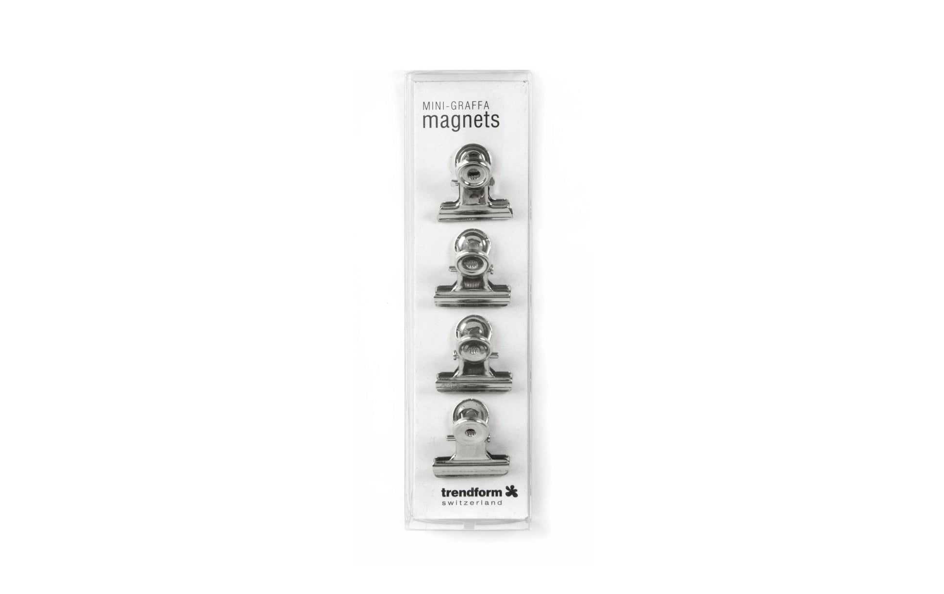 Trendform Magnet-Clip Mini (Pfeil) – 20 × 20 × 6 mm, silber, glänzend, 4 Stück