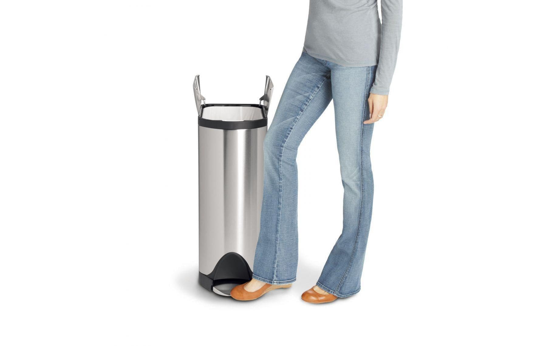 simplehuman Papierkorb Schmetterling – 30 l – mit Deckel – Edelstahl – B × H × T 447 × 660 × 264 mm
