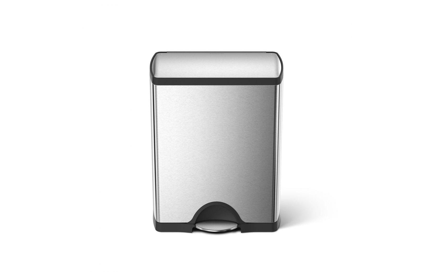 simplehuman Systempapierkorb – 46 l, mit Deckel, Edelstahl – B × H × T 503 × 882 × 325 mm