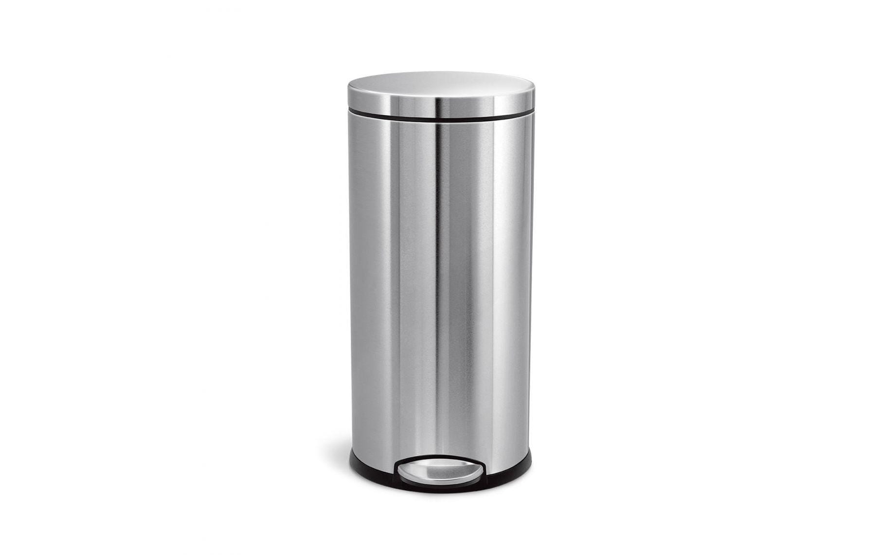 simplehuman Papierkorb – 30 l, Edelstahl, B × H × T 315 × 650 × 384 mm, Anti-Rutsch-Basis