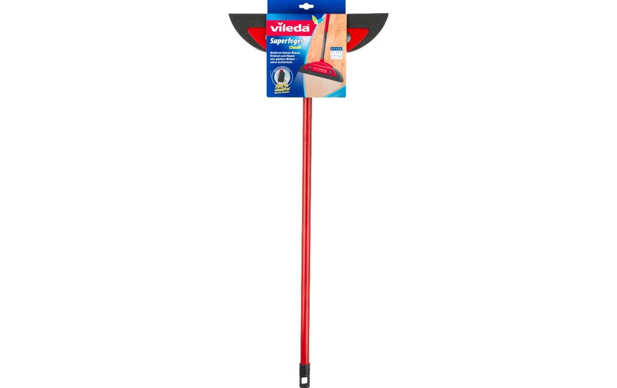 Vileda Superfeger Classic Besen – Teleskopstiel 75–130 cm, Kunststoff, Rot