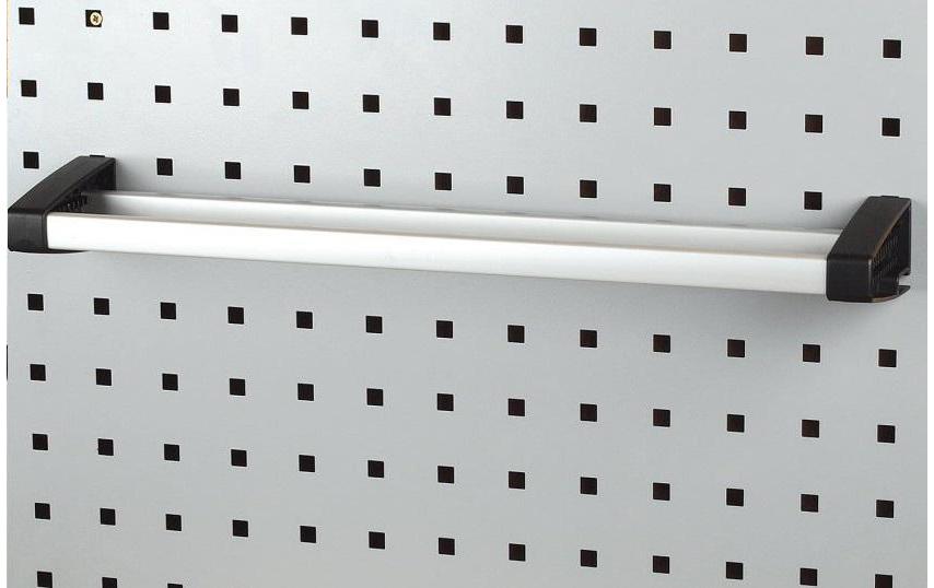 wolfcraft GmbH Wolfcraft Lochwandablagebügel – Aluminium/Schwarz, B 500 × H 30 × T 110 mm, für Lochwand