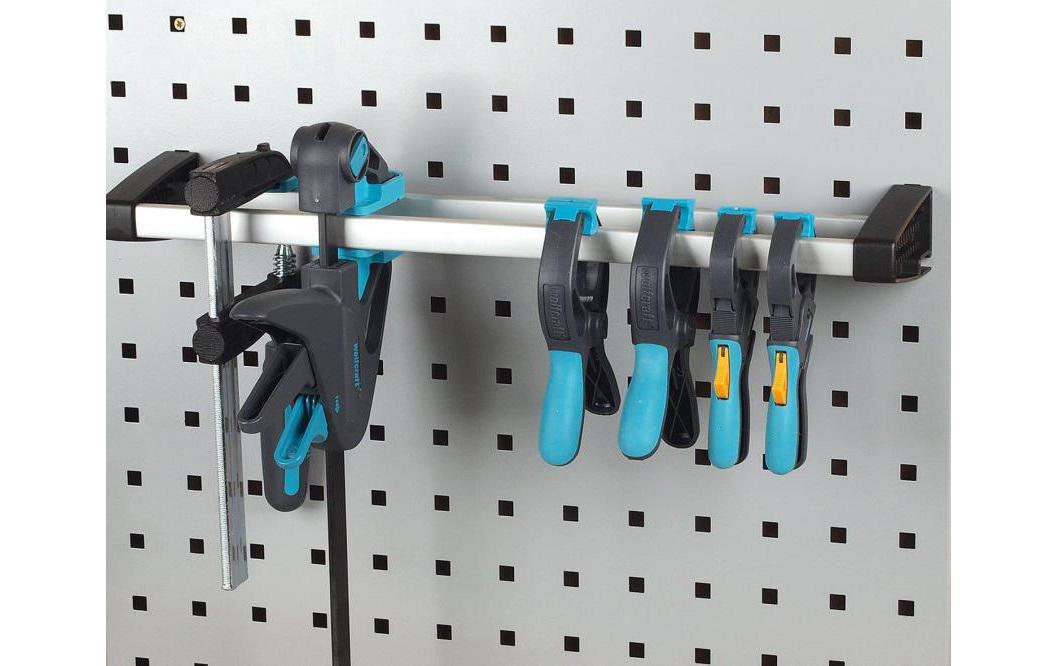 wolfcraft GmbH Wolfcraft Lochwandablagebügel – Aluminium/Schwarz, B 500 × H 30 × T 110 mm, für Lochwand