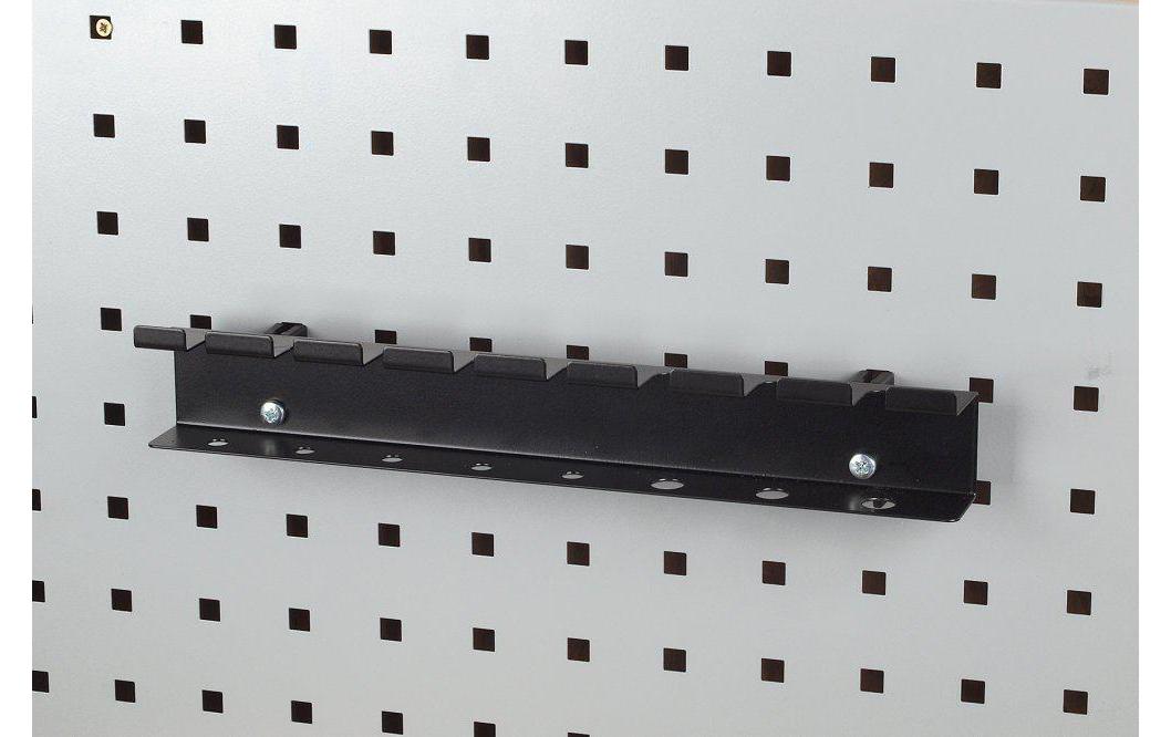 wolfcraft GmbH Wolfcraft Lochwand-Schraubendreherhalter – schwarz, Stahl, B 410 × H 36 × T 110 mm, für Werkzeug-Lochwand