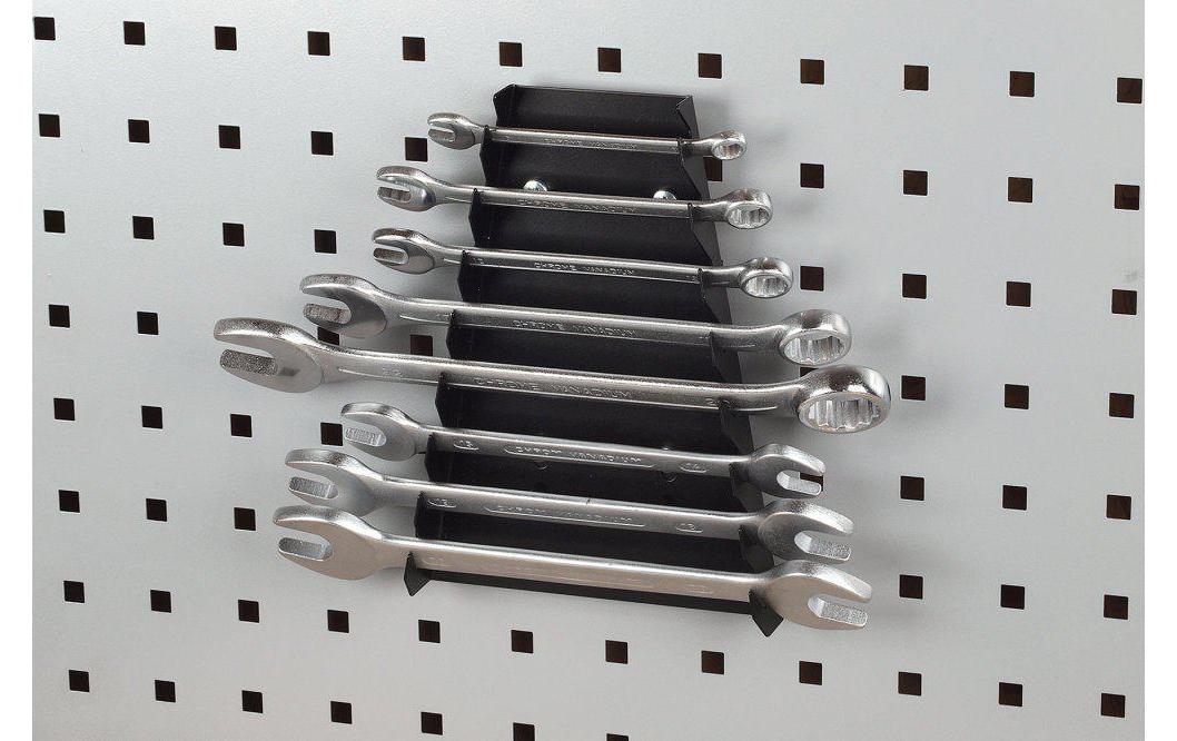 wolfcraft GmbH Wolfcraft Lochwand-Schlüsselhalter – Schwarz, Stahl, B 170 × H 290 × T 32 mm, für Werkzeug-Lochwand