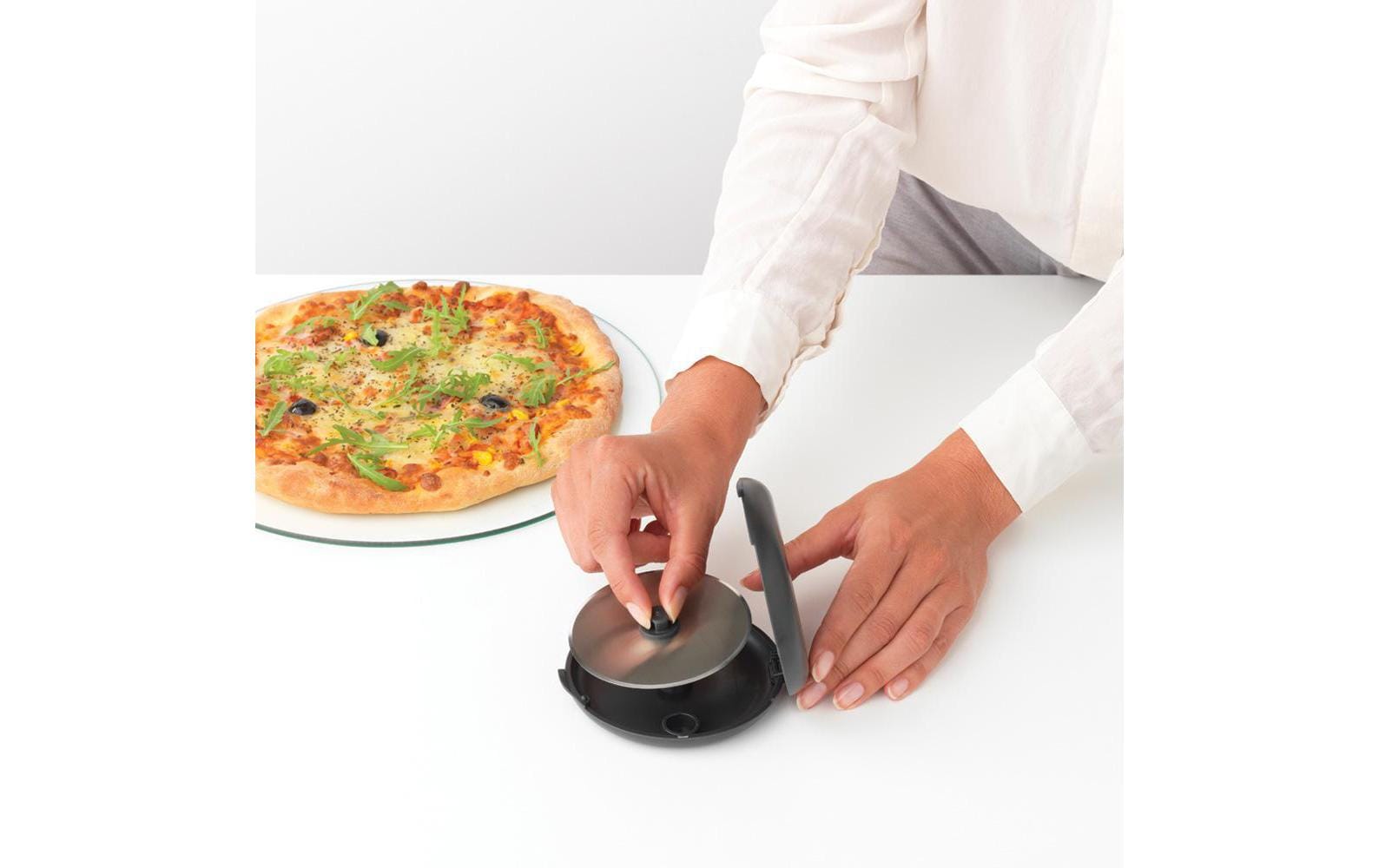 Brabantia Pizzaschneider Ø 11 × 2,8 cm, Edelstahl/Nylon, mit Klingenschutz, Anthrazit