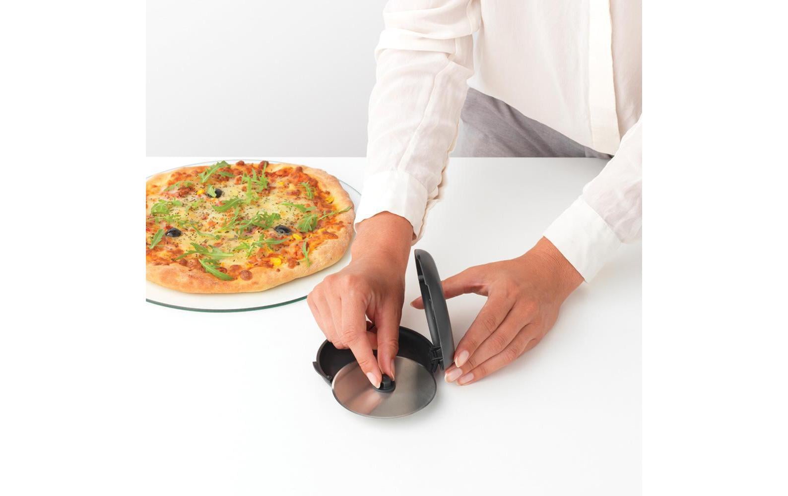Brabantia Pizzaschneider Ø 11 × 2,8 cm, Edelstahl/Nylon, mit Klingenschutz, Anthrazit