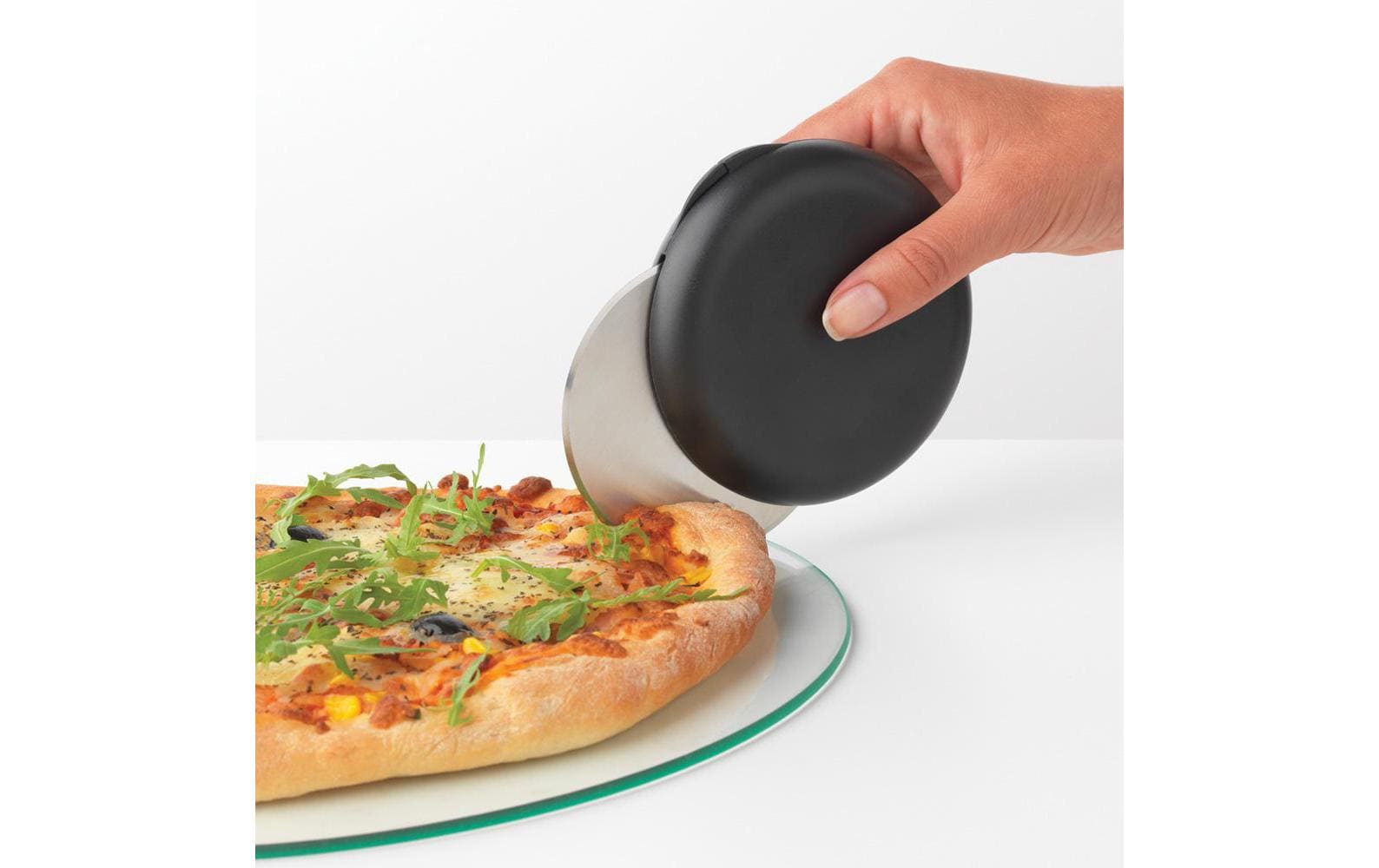 Brabantia Pizzaschneider Ø 11 × 2,8 cm, Edelstahl/Nylon, mit Klingenschutz, Anthrazit