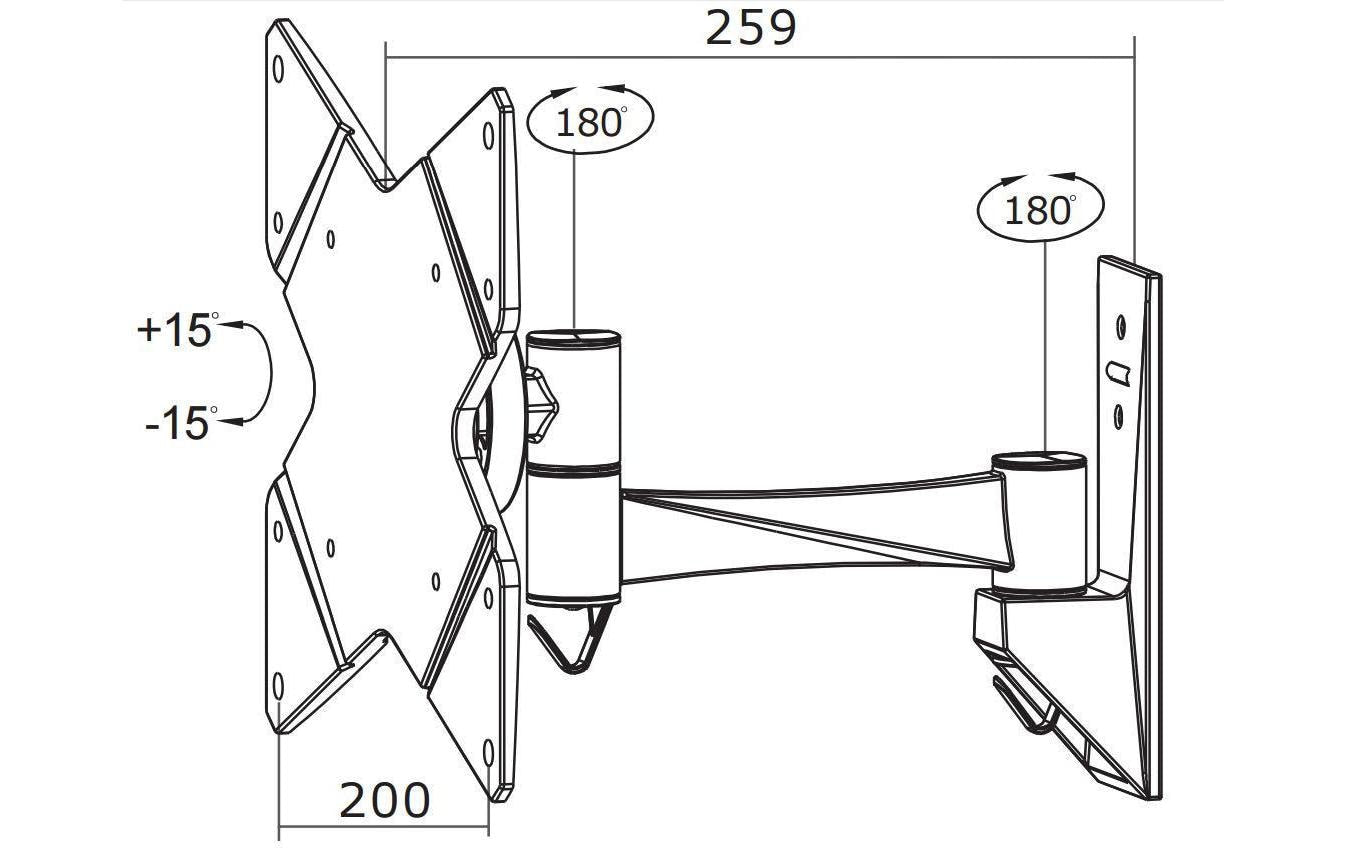 Neomounts FPMA-W825 – Wandhalterung, Full-Motion, für 10–40", VESA 75×75–200×200, bis 20 kg, schwarz
