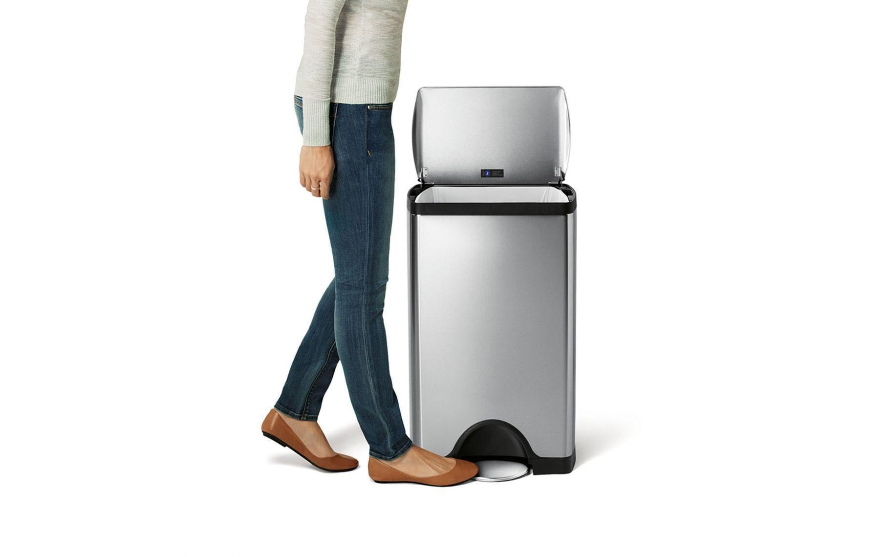 simplehuman Papierkorb – 38 l – Edelstahl – B × H × T 401 × 653 × 318 mm