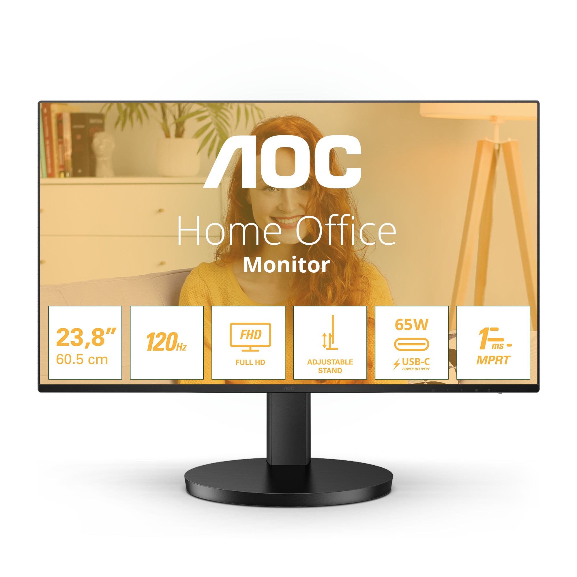 AOC 27B3CF2 – Monitor, 27", IPS, 100 Hz, 250 cd/m², USB-C, Lautsprecher, VESA 100 × 100, Schwarz