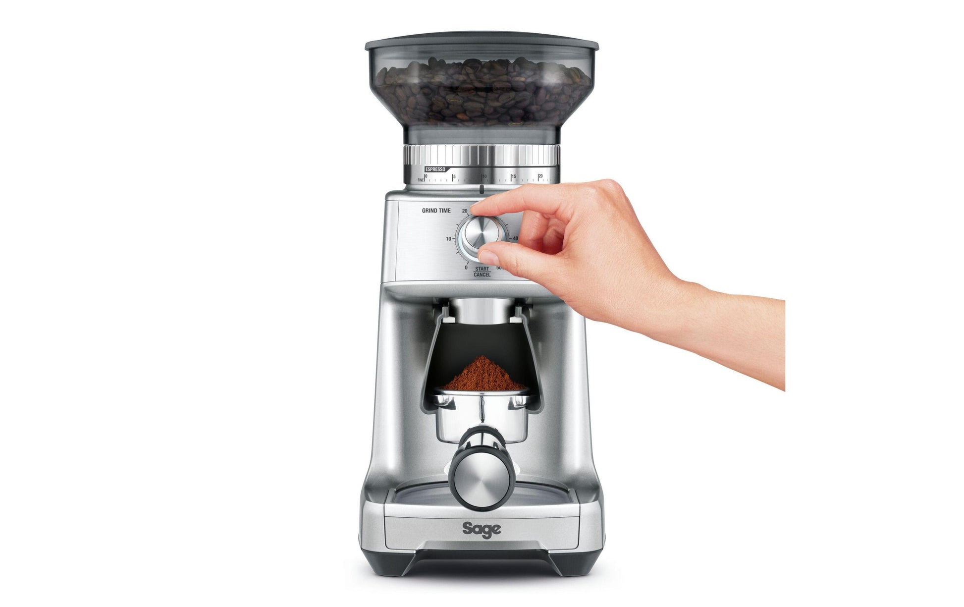 Sage Kaffeemühle Dose Control Pro – 340 g, Schlagmesser, 130 W – Silber