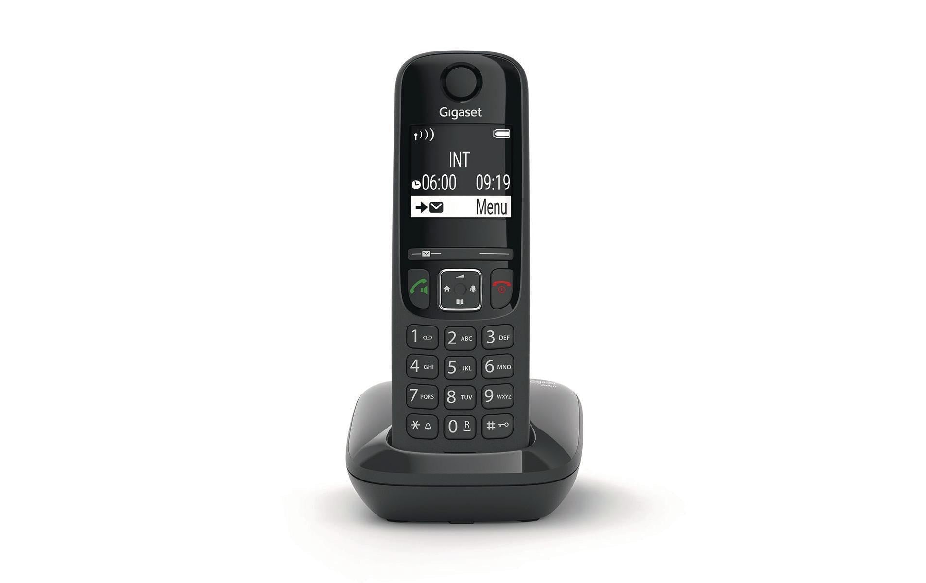 Gigaset AS690 – Analoges DECT-Telefon mit Freisprecheinrichtung, Telefonbuch 100 Einträge, Schwarz