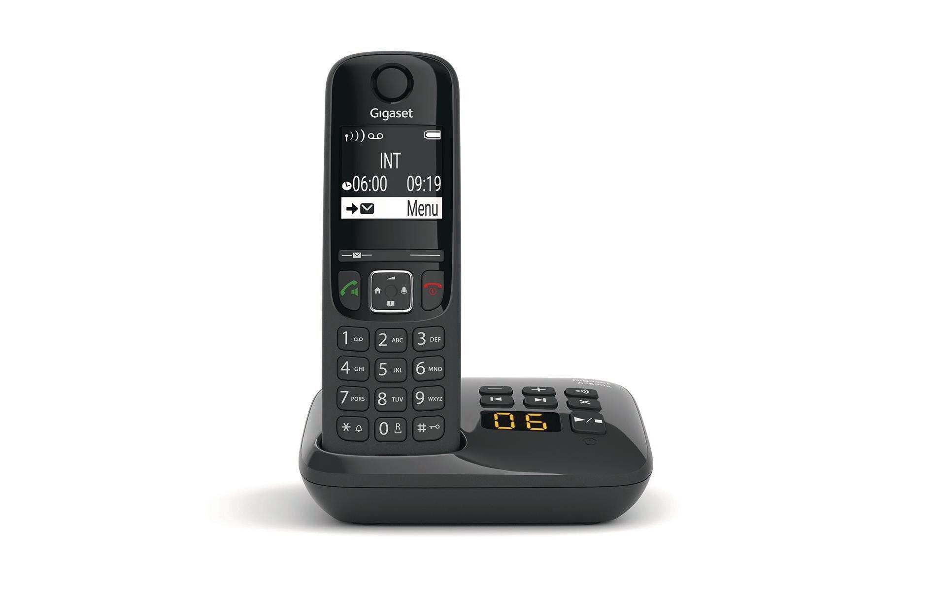 Gigaset AS690 A – DECT-Telefon, freisprechen, mit AB, 2" Display, schwarz