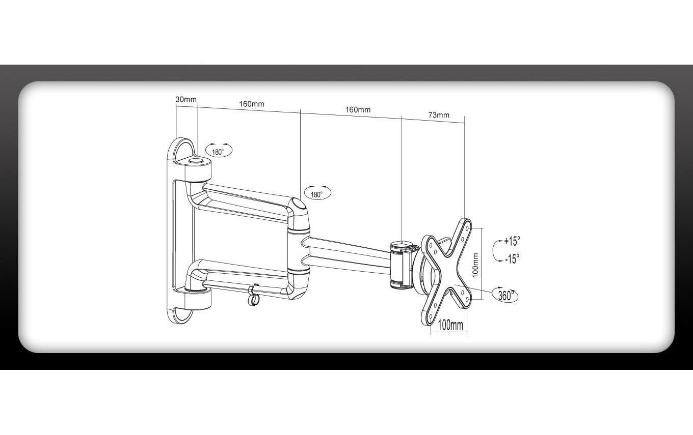 PureMounts PM-STYLE-23C – Wandhalterung, drehbar, neigbar, für 13–23", VESA 100×100, bis 15 kg, Silber