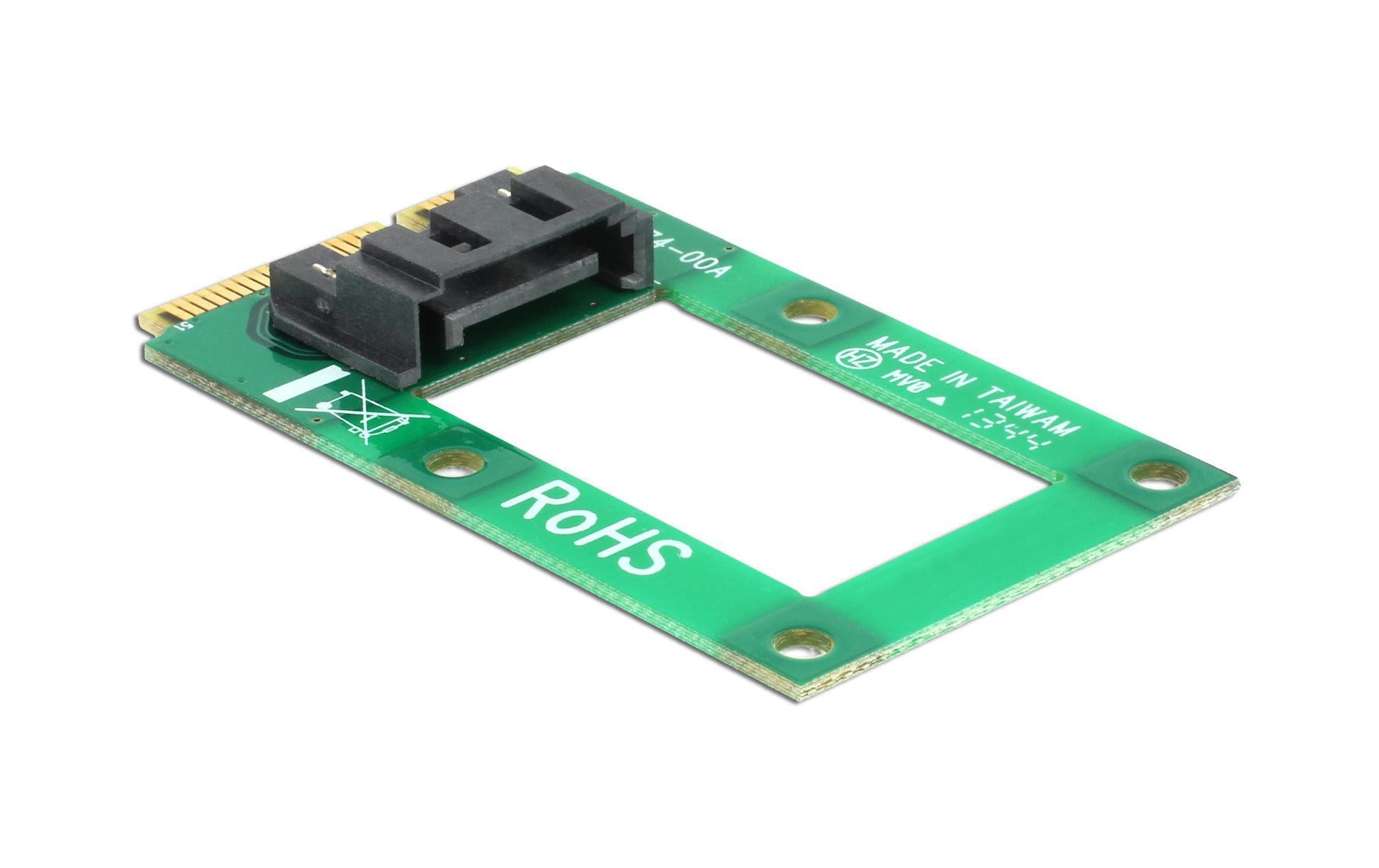 DeLOCK 95240 Adapter mSATA zu SATA – 3,5" Formfaktor, 30 × 51 × 6 mm, inkl. 2 Schrauben, Grün