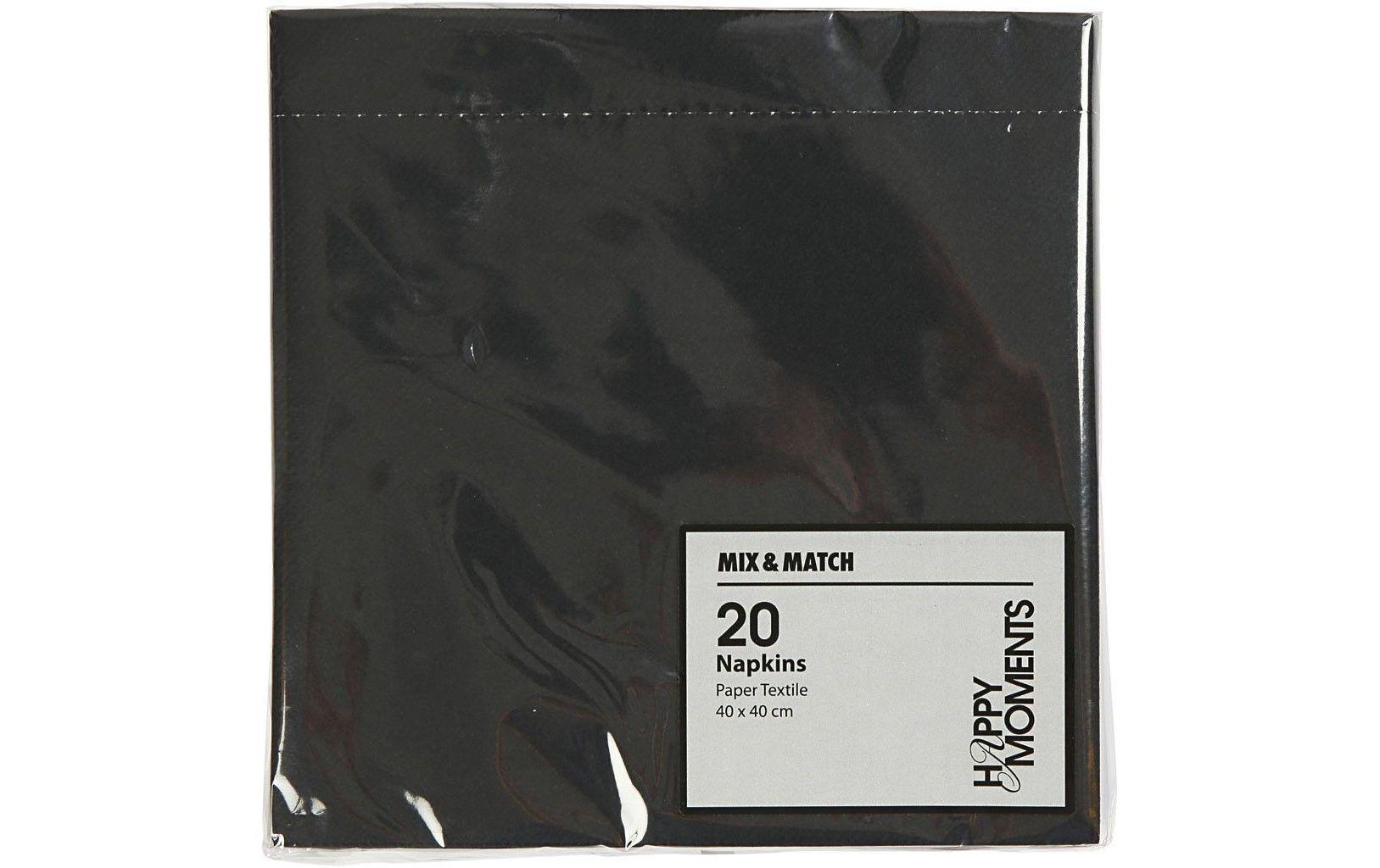 Creativ Company Servietten – schwarz – 40 × 40 cm, einlagig – 20 Stück